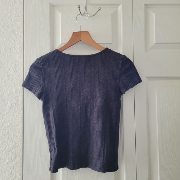 American Eagle Gray Charcoal Cotton Textured Ribbed Crop Top size xS - Picture 2 of 4